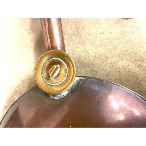 347 - Copper warming pan, copper kettle, chesnut roaster etc