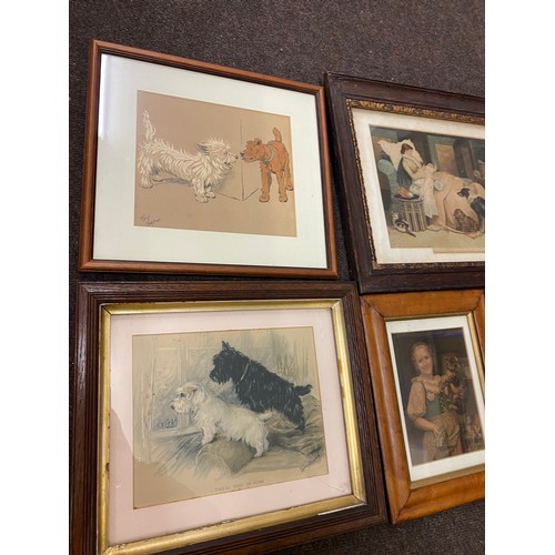 215 - 5 Dog prints including lucy dawson and cecil aldin etc largest measures 8 inches wide 14 inches tall