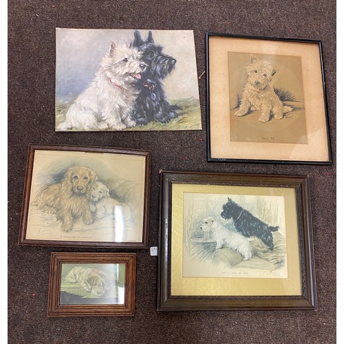 115 - 5 Dog prints including Lucy Dawson largest measures approx 13 inches tall 12 inches wide