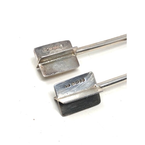 25 - 2 Vintage silver & wood handle mixers London silver hallmarks each measure approx 13.cm long