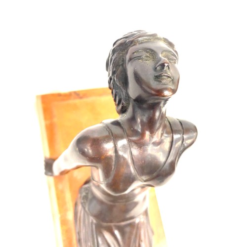 397 - Vintage bronze figure on a marble base, measures approx 7inches tall 8 inches wide