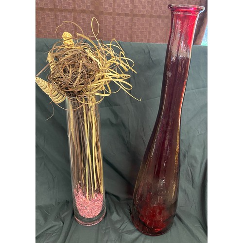 287 - 2 Large glass oversized vases, tallest measures approx 31 inches tall