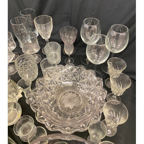 310 - Large selection of glassware includes vases, bowls, wine glasses etc