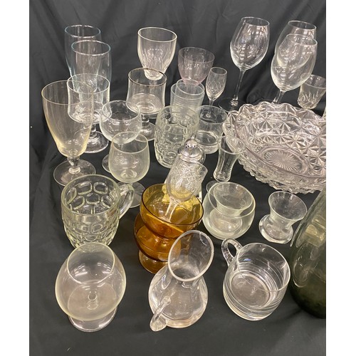 310 - Large selection of glassware includes vases, bowls, wine glasses etc