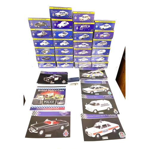 296 - Selection of 26 boxed Atlas best of British Police cars annd with paperwork, some boxes sealed inclu... 