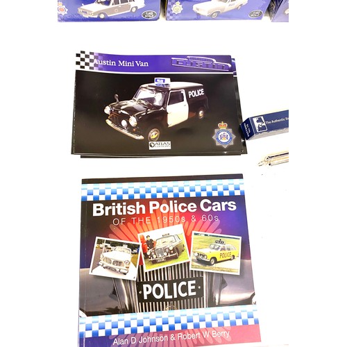 296 - Selection of 26 boxed Atlas best of British Police cars annd with paperwork, some boxes sealed inclu... 