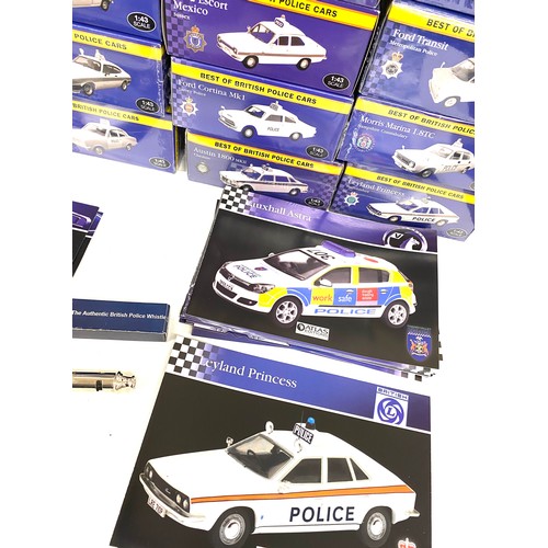 296 - Selection of 26 boxed Atlas best of British Police cars annd with paperwork, some boxes sealed inclu... 