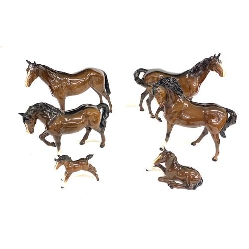 87 - Selection of 5 Beswick brown horses and 1 Royal Doulton, all in over all good condition