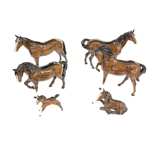 87 - Selection of 5 Beswick brown horses and 1 Royal Doulton, all in over all good condition