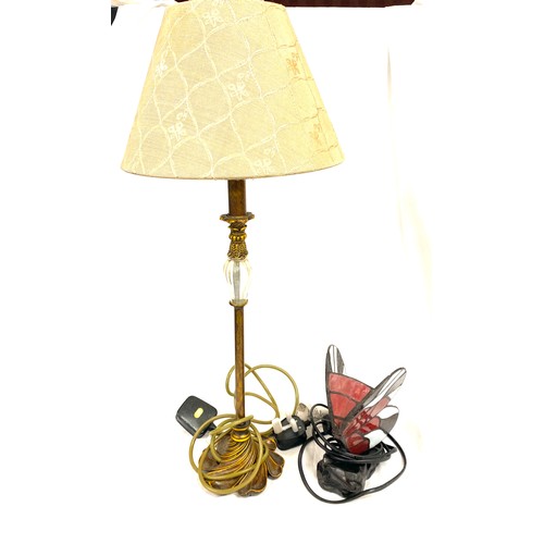 63 - Tiffany style butterfly lamp and 1 other, working order