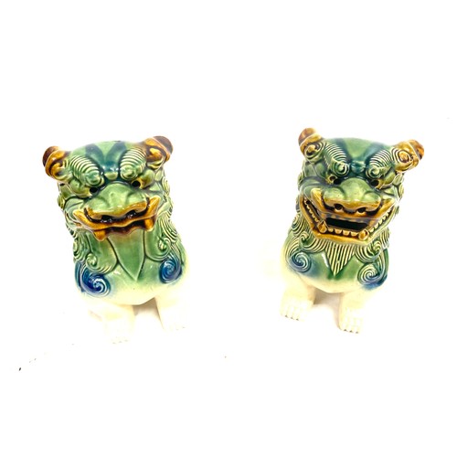 156 - 3 Pairs of vintage Chinese dogs, height of tallest pair: 7.5 inches