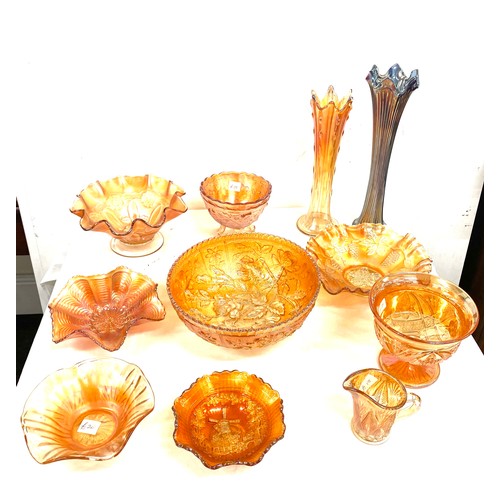 247 - Selection of 11 pieces of vintage carnival glassware