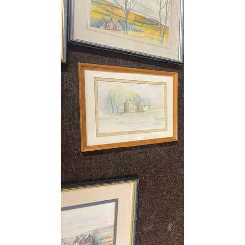 283 - 7 signed framed water colours, artist R Bemrose, largest frame measures approximately: 13 inches by ... 