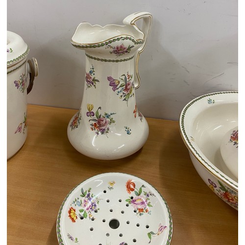 303 - Decorative Jug and bowls, potty, soap dish, bucket etc