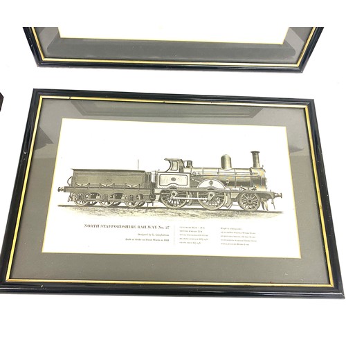 65 - 2 Framed railway prints depicting the North Staffordshire Railway no 27, Caledonian Railway No 128, ... 