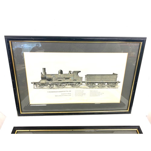 65 - 2 Framed railway prints depicting the North Staffordshire Railway no 27, Caledonian Railway No 128, ... 