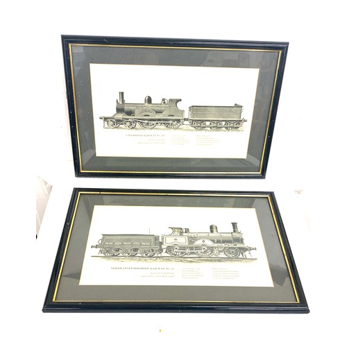 65 - 2 Framed railway prints depicting the North Staffordshire Railway no 27, Caledonian Railway No 128, ... 