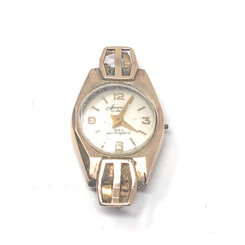 369 - ladies 9ct gold accurist wrist watch head only for spares gold weight 2.9g