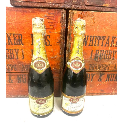 281 - 3 Whittaker Bros wine crates with 2 bottles of sealed V Testulat champagne