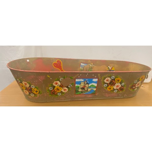 320 - Large bargeware decorative galvanished bath, approximate measurements:  Length 53 inches, width 24.5... 