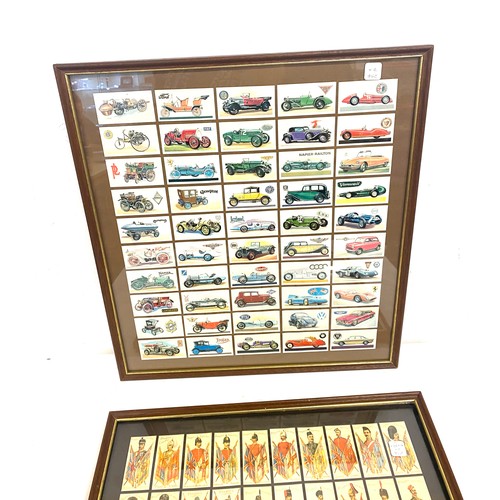 44 - Framed selection of car cigarette cards, Soldier cigarette cards