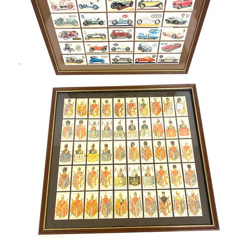 44 - Framed selection of car cigarette cards, Soldier cigarette cards