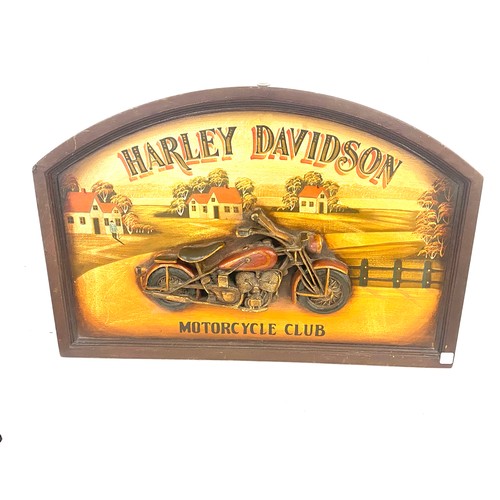 18 - Wooden Harley Davidson sign / picture/ plaque, approximate measurements: 16 x 24 inches