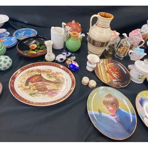 216 - Large selection of assorted pottery to include collectors plates, vases, teapots etc