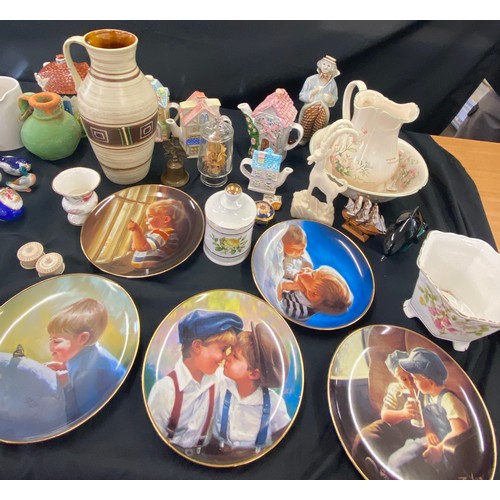 216 - Large selection of assorted pottery to include collectors plates, vases, teapots etc