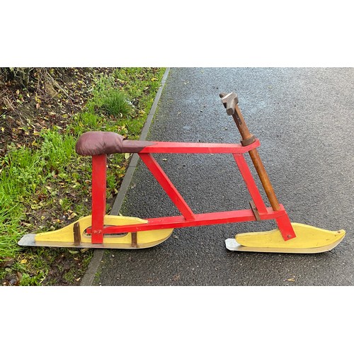 241 - Vintage wooden ski bike 57 inches long and 27 inches high