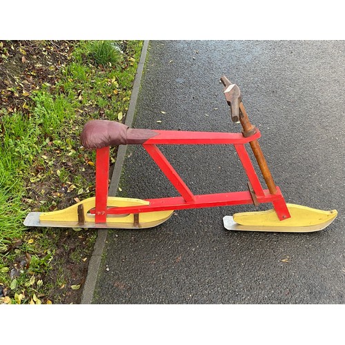 241 - Vintage wooden ski bike 57 inches long and 27 inches high