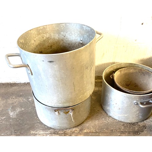 334 - Selection of Vintage galvanised buckets/ saucpans includes fire bucket etc