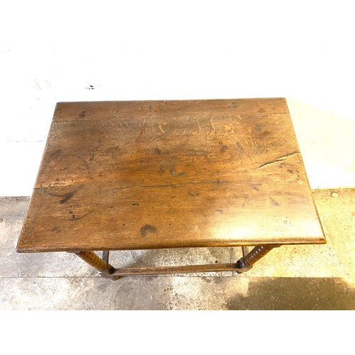 361 - Antique bobbin leg oak 1 drawer hall table measures approx 29 inhes tll 33 inches wide depth 21 inch... 