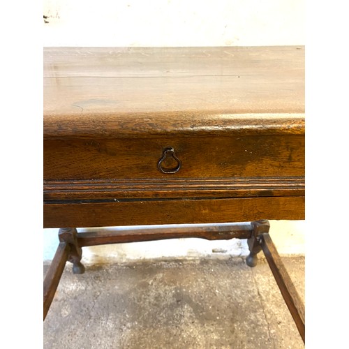 361 - Antique bobbin leg oak 1 drawer hall table measures approx 29 inhes tll 33 inches wide depth 21 inch... 