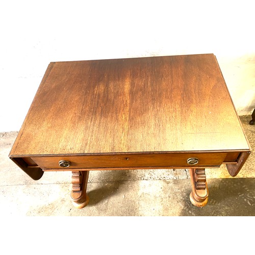 362 - Antique 1 drawer Mahogany sofa table measures approx 29 inches 20.5 inches wide 31incehs long