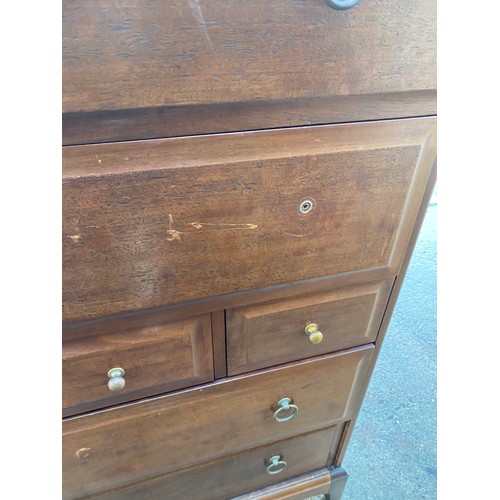 373 - Stag 7 drawer chest of drawers, handle missing, measures approx 44 inches tall 32 inches wide 18 inc... 