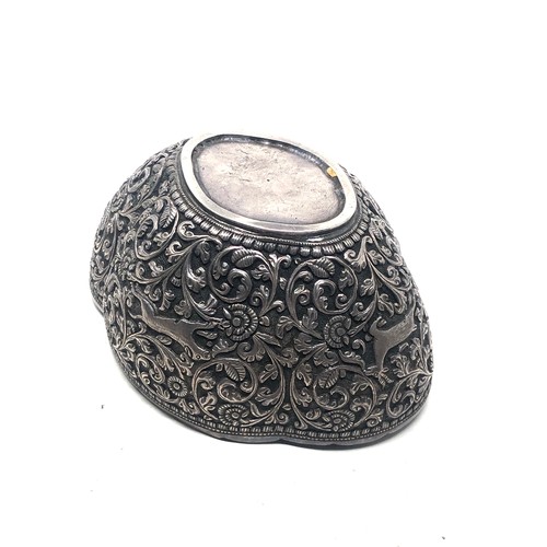 47 - Antique indian silver begging bowl measures approx 12cm by 9cm height 5.5cm