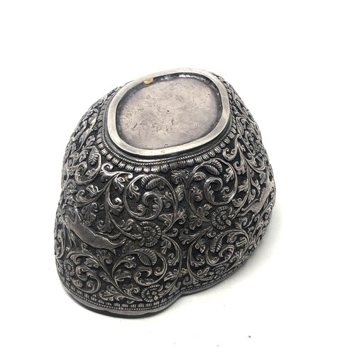 47 - Antique indian silver begging bowl measures approx 12cm by 9cm height 5.5cm