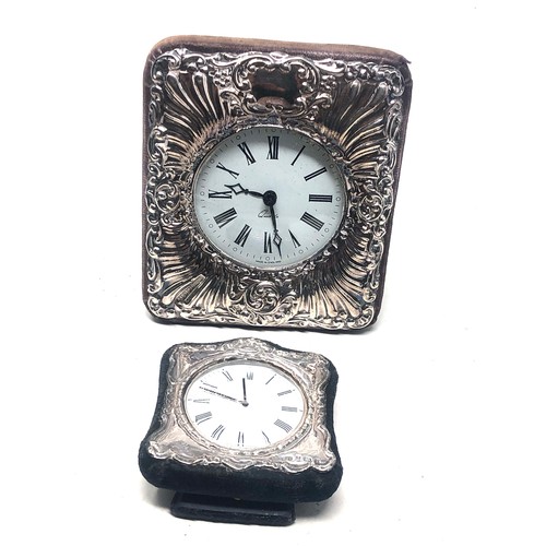58 - 2 silver framed battery clocks largest measures approx 11cm by 9.5cm