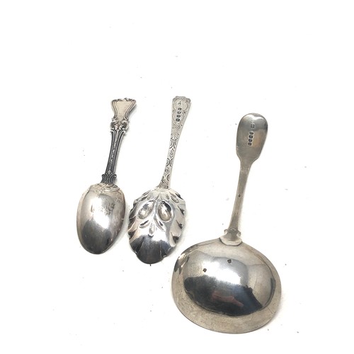 56 - 3 georgian silver spoons includes ladle spoon weight 124g