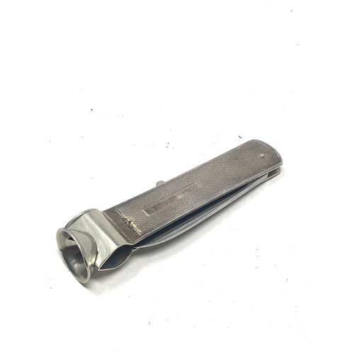 69 - vintage silver cigar cutter pen knife birmingham silver hallmark