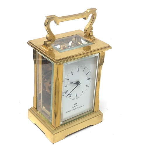 59 - Brass carriage clock boodle & dunthorne  the clock is ticking
