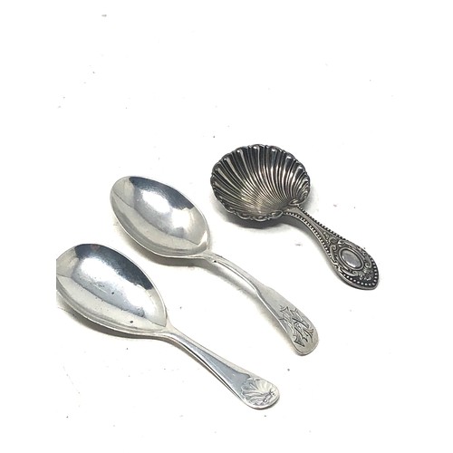 42 - 3  tea caddy spoons 2 hallmarked silver