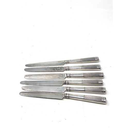43 - 6 georgian silver table knives silver hallmarked blades & handle