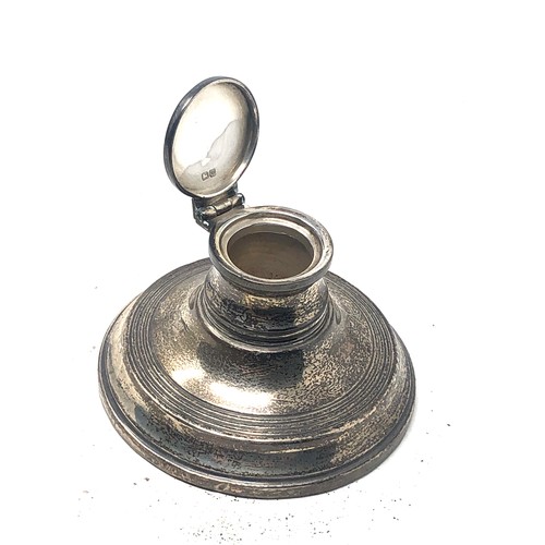 41 - Small antique silver inkwell chester silver hallmarks measures approx 7cm dia