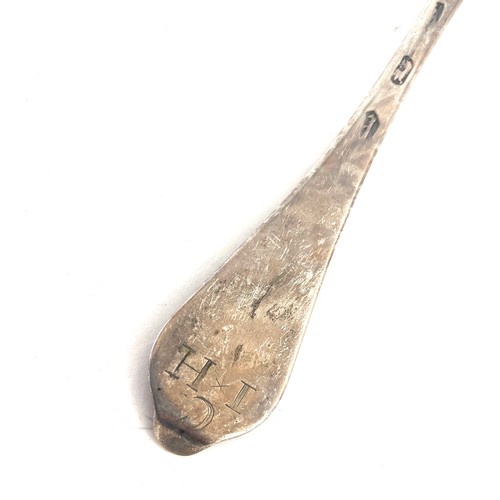 412 - Early dog nose english silver tablespoon with hallmarks, approximate weight 50g