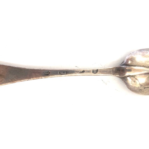 412 - Early dog nose english silver tablespoon with hallmarks, approximate weight 50g