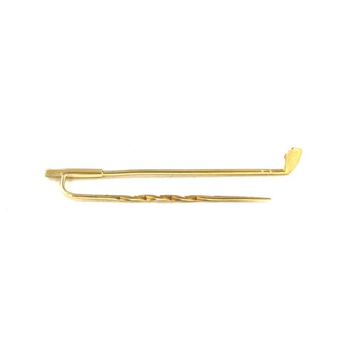 456 - Antique indistinctly marked 18ct gold and diamond golf club brooch, approximate weight 2.1g