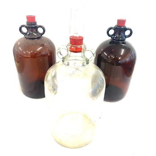 339 - 3 Vintage glass demijohns