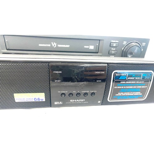 208 - Toshiba vhs player v/858b cassette recorder, sharp sound bar htsb200, untested no leads